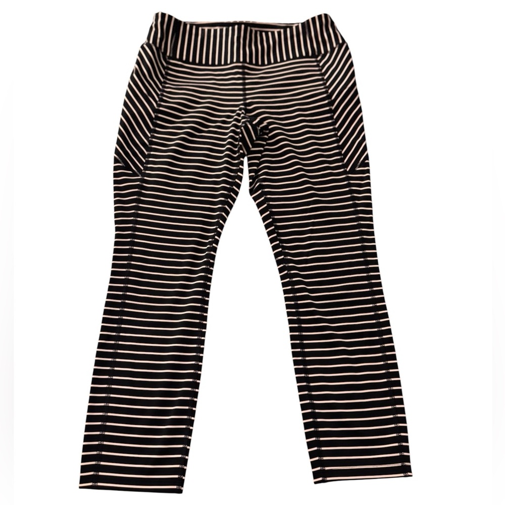 Navy and White Striped Leggings